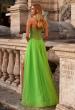 Picture of: Neon A-Line Tulle Prom Dress with Rhinestone Fishnet Bodice in Bright Green, Style: 32445, Back Picture