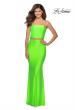 Picture of: Tube Top Two Piece Long Neon Prom Dress in Neon Green, Style: 28972, Detail Picture 1