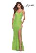 Picture of: Stretch Lace Dress with Lace Up Back and Rhinestones in Neon Green, Style: 28632, Detail Picture 3
