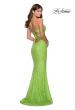 Picture of: Stretch Lace Dress with Lace Up Back and Rhinestones in Neon Green, Style: 28632, Detail Picture 4