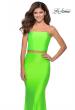 Picture of: Tube Top Two Piece Long Neon Prom Dress in Neon Green, Style: 28972, Detail Picture 5