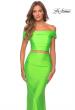 Picture of: Neon Two Piece Prom Dress with Off the Shoulder Top in Neon Green, Style: 29146, Detail Picture 5