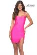 Picture of: Neon Beaded Jersey Short Dress with Open Back in Neon Pink, Main Picture