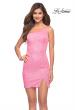 Picture of: Fitted One Shoulder Mini Dress with Slit in Bright Colors in Neon Pink, Style 30934, Main Picture