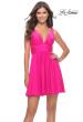 Picture of: Short Flare Dress with V Neckline and Fitted Waist in Neon Pink in Neon Pink, Style: 30979, Main Picture