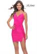 Picture of: Open Back Mini Dress with Knot Front Detail in Neon Pink in Neon Pink, Style: 30981, Main Picture