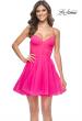 Picture of: Cute Flared Tulle Skirt Dress with Sheer Bodice in Neon Pink in Neon Pink, Style: 31468, Main Picture