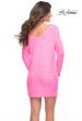 Picture of: Long Sleeve Sequined Shift Homecoming Dress in Neon Pink, Back Picture