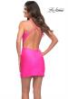 Picture of: Neon Beaded Jersey Short Dress with Open Back in Neon Pink, Back Picture