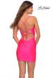 Picture of: Neon Criss Cross Ruched Front Jersey Dress with Open Back in Neon Pink, Back Picture