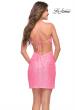Picture of: Criss Cross Ruched Front with Side Cut Outs Mini in Neon Pink, Style 30987, Back Picture