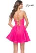 Picture of: Cute Flared Tulle Skirt Dress with Sheer Bodice in Neon Pink in Neon Pink, Style: 31468, Back Picture