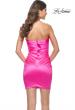 Picture of: Strapless Fitted Ruched Dress in Stretch Liquid Jersey in Neon Pink in Neon Pink, Style: 31470, Back Picture