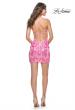 Picture of: Bright Neon Sequin Print Homecoming Dress in Neon Pink, Style: 31873, Back Picture