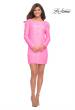 Picture of: Long Sleeve Sequined Shift Homecoming Dress in Neon Pink, Detail Picture 1