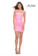 Picture of: Neon Short Simple Sequin Dress with Square Neckline in Neon Pink, Detail Picture 1
