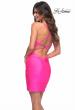 Picture of: Neon Jersey Wrap Style Dress with Open Strappy Back in Neon Pink, Detail Picture 2
