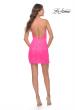 Picture of: Neon Pink Stretch Lace Fitted Mini Dress with Slit in Neon Pink, Style: 30980, Detail Picture 2