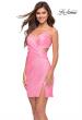 Picture of: Criss Cross Ruched Front with Side Cut Outs Mini in Neon Pink, Style 30987, Detail Picture 3