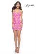 Picture of: Bright Neon Sequin Print Homecoming Dress in Neon Pink, Style: 31873, Detail Picture 3