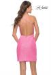 Picture of: Wrap Style Ruched Short Dress with High Slit in Bright Colors in Neon Pink, Style: 30984, Detail Picture 6