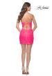 Picture of: Beaded Lace Homecoming Dress with Bustier Top in Neon Pink, Style: 31736, Detail Picture 6