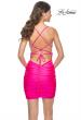 Picture of: Fitted Homecoming Dress with Rhinestone Top and Cut Outs in Neon Pink, Style: 31725, Detail Picture 7