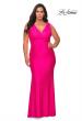 Picture of: Neon Plus Size Jersey Dress with Faux Wrap Bodice in Neon Pink, Style: 29016, Detail Picture 2