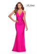 Picture of: Ruched Jersey Prom Dress with Strappy Lace Up Back in Neon Pink, Style: 28297, Main Picture