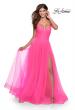Picture of: Long Tulle A-line Prom Gown with Side Slit and Pockets in Neon Pink, Style: 28561, Main Picture