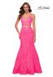 Picture of: Two Piece Gown with Mermaid Skirt and Sheer Sides in Neon Pink, Style 29967, Main Picture