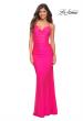 Picture of: Sparkle Rhinestone Long Jersey Prom Dress in Neon Pink in Neon Pink, Main Picture