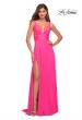 Picture of: Empire Waist Gown with Deep V Neckline in Neon in Neon Pink, Style: 30669, Main Picture