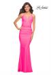 Picture of: Neon Pink Prom Dress with Cut Outs and Tie Back in Pink, Style: 30672, Main Picture