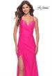 Picture of: Neon Pink Jersey Gown with Wrap Style Front and Rhinestones in Neon Pink, Style: 30683, Main Picture
