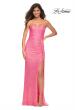 Picture of: Strapless Sequin Gown with Draped Slit in Neon Pink in Neon Pink, Main Picture