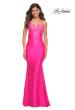 Picture of: Fitted Jersey Gown with Rhinestone Top in Neon Pink in Neon Pink, Main Picture