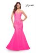Picture of: Mermaid Tulle and Lace Jeweled Prom Dress in Neon Pink in Neon Pink, Style: 30692, Main Picture