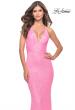 Picture of: Sequin Stretch Long Prom Dress with Banded Waist in Neon in Neon Pink, Style: 31137, Main Picture