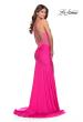 Picture of: Dramatic Rhinestone Dress with Sheer Details and Train in Bright Colors in Neon Pink, Style: 31403, Main Picture