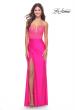 Picture of: Long Dress with Jersey Skirt and Lace Illusion Bodice in Neon in Neon Pink, Style: 31411, Main Picture