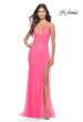 Picture of: Rhinestone Fully Embellished Prom Dress with Sheer Bodice in Neon in Neon Pink, Style: 31419, Main Picture