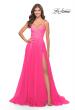 Picture of: A-line Gown with Sheer Floral Embellished Bodice in Neon Pink in Neon Pink, Style: 31506, Main Picture