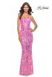 Picture of: Print Sequin Gown with Square Neckline in Neon Pink, Style: 31521, Main Picture