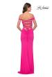 Picture of: Rhinestone Off the Shoulder Dress with Lace Up Back in Neon Pink, Style: 31276, Detail Picture 8