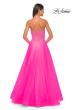 Picture of: Neon A-Line Tulle Prom Dress with Rhinestone Fishnet Bodice in Neon Pink, Style: 32445, Detail Picture 8