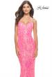 Picture of: Gorgeous Print Sequin Dress with Lace Up Back in Neon Pink, Style: 31390, Detail Picture 9