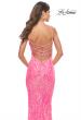 Picture of: Gorgeous Print Sequin Dress with Lace Up Back in Neon Pink, Style: 31390, Detail Picture 10