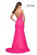 Picture of: Long Mermaid Lace Dress with Back Rhinestone Detail in Neon Pink, Style: 28355, Detail Picture 12