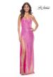 Picture of: Bustier Sequin Neon Prom Dress with Lace Up Back in Neon Pink, Style: 31965, Detail Picture 15